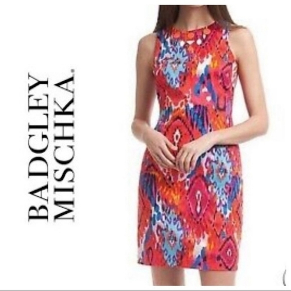 💘 Badgley Mischka Belle Ikat Orange Graphic Cotton Dress